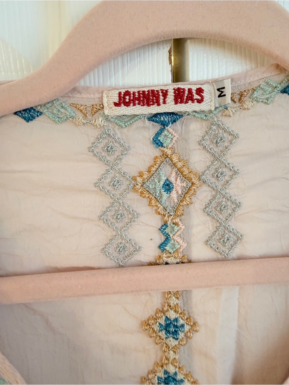 Johnny Was Silk Dusty Pink Embroidered Tunic M - Picture 13 of 13